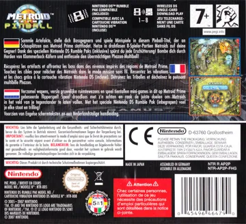 Metroid Prime Pinball (Europe) (En,Fr,De,Es,It) box cover back